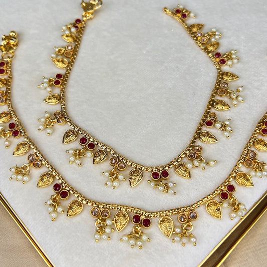 Dainty Gold Pearl Payal | Anklet