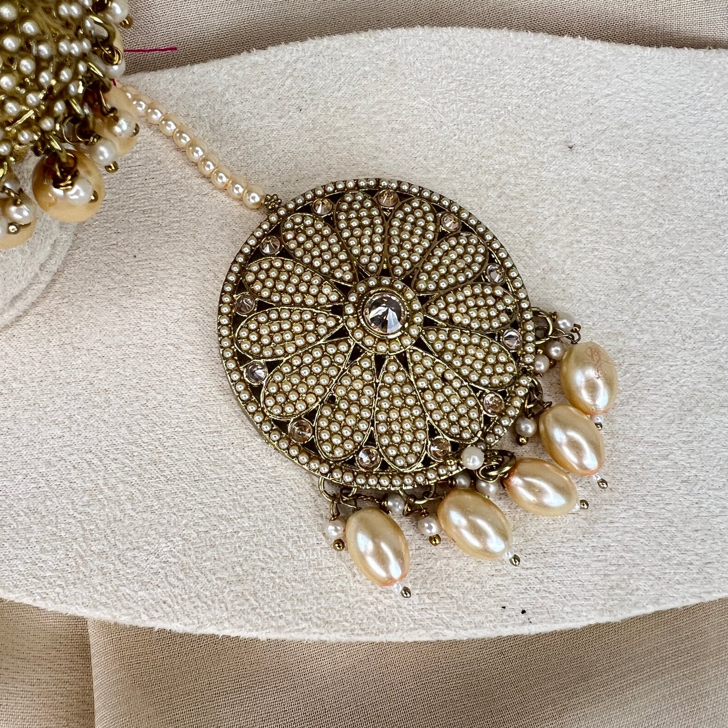 Nauratan Jhumka Oversized Earring and Tikka Set