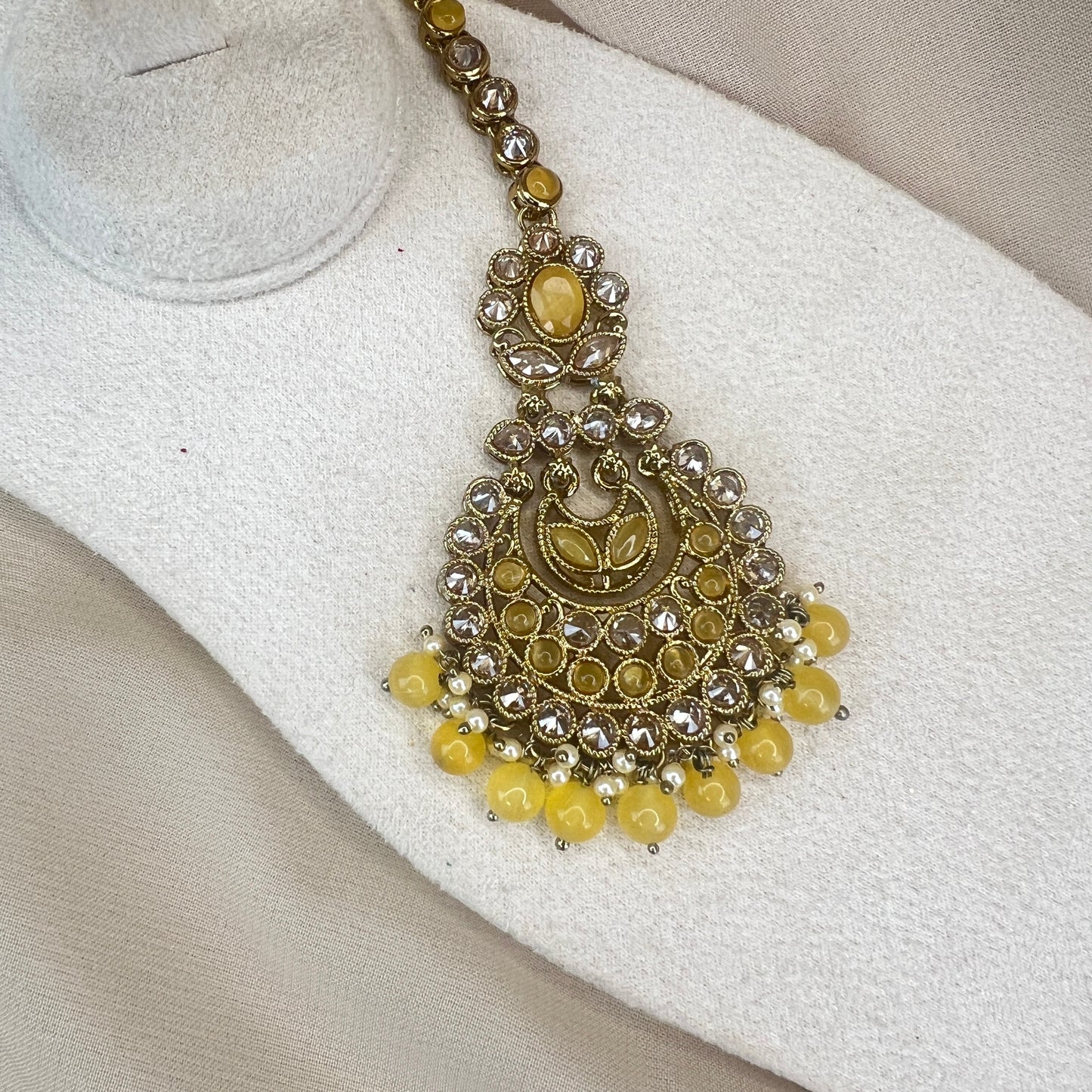 Gold Polki Earring & Tikka Set
