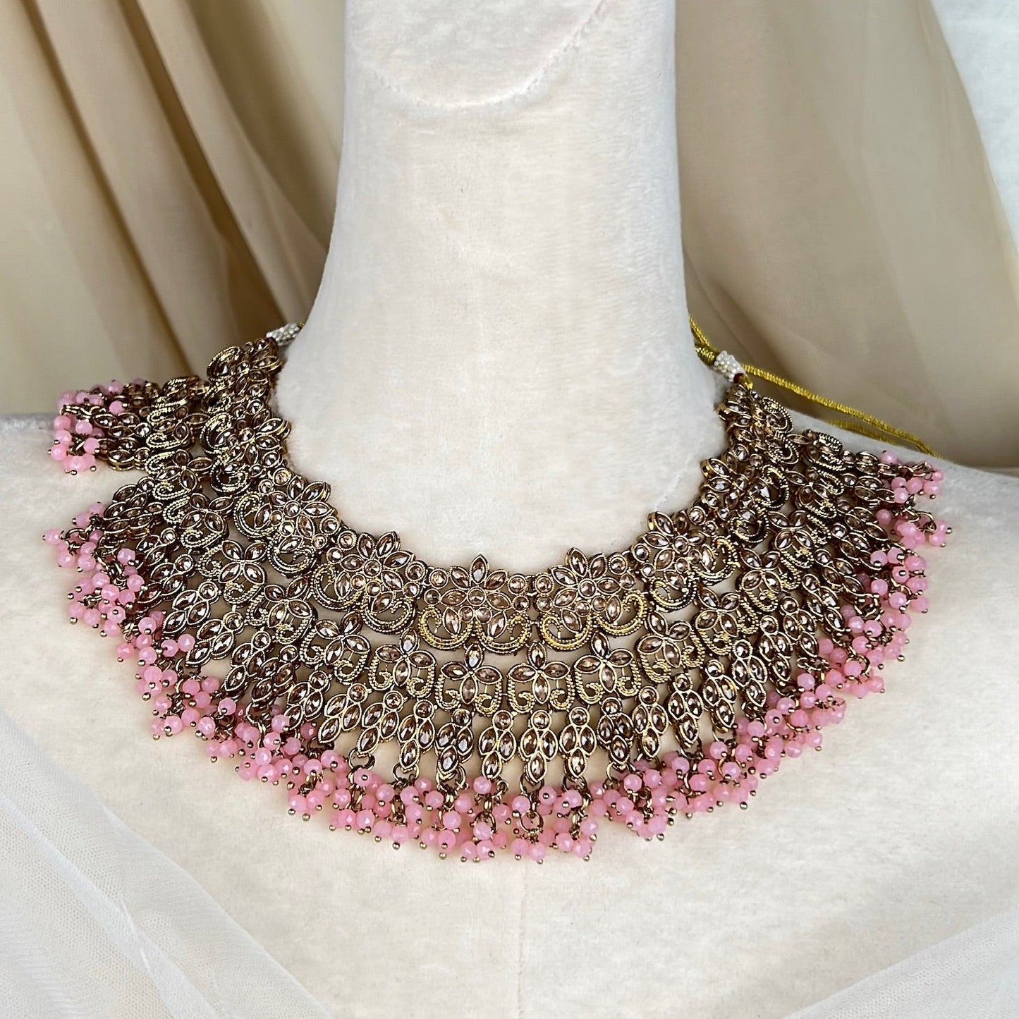 Large Bib Pakistani Style Semi Bridal Set w/Jhoomar