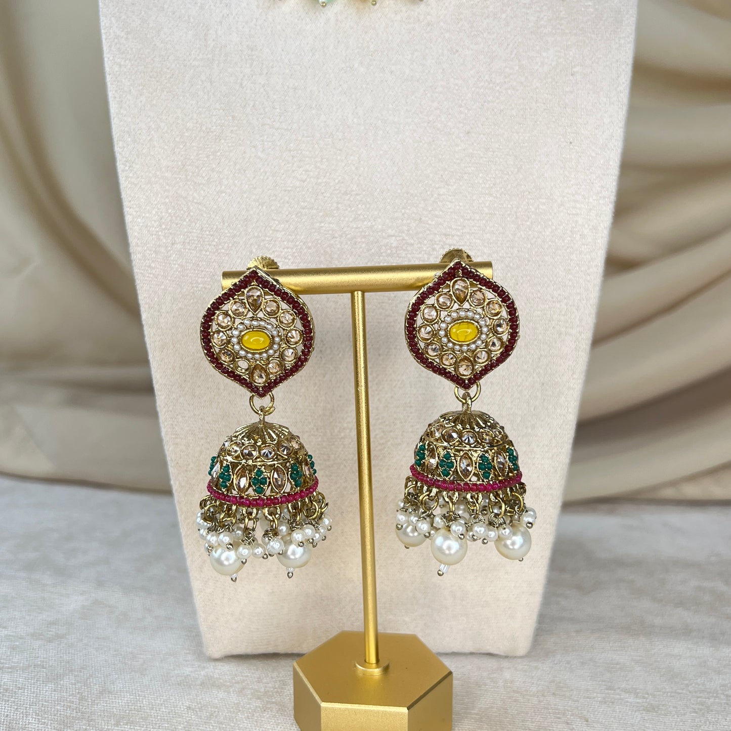 Stone Necklace set with tikka/ jhumka