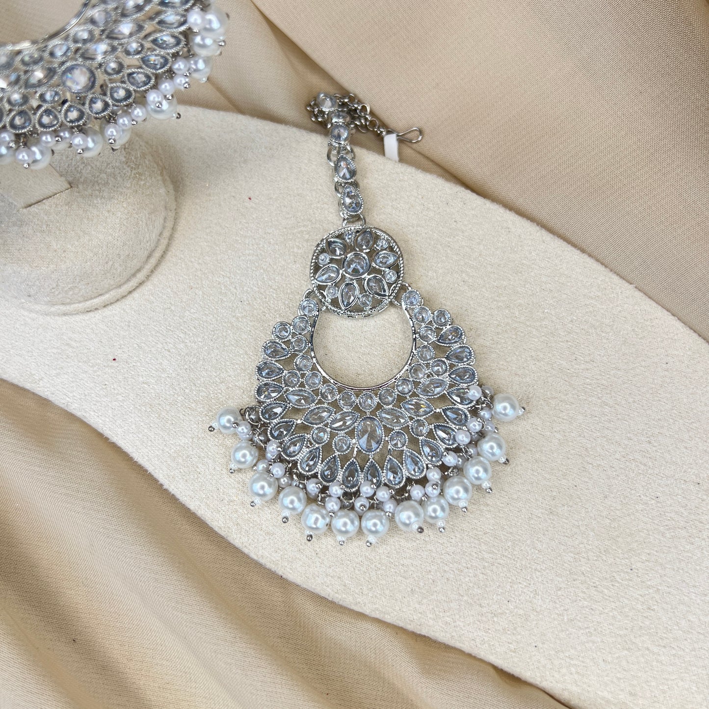 Oversized Gold Earring and Tikka Set