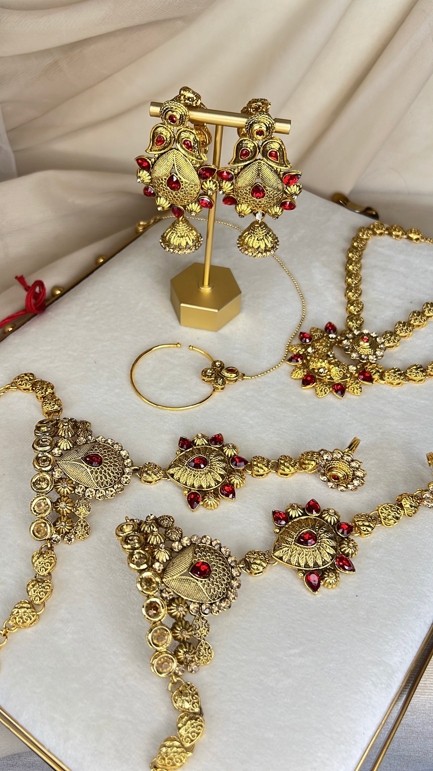 Traditional Gold and Red Bridal Set
