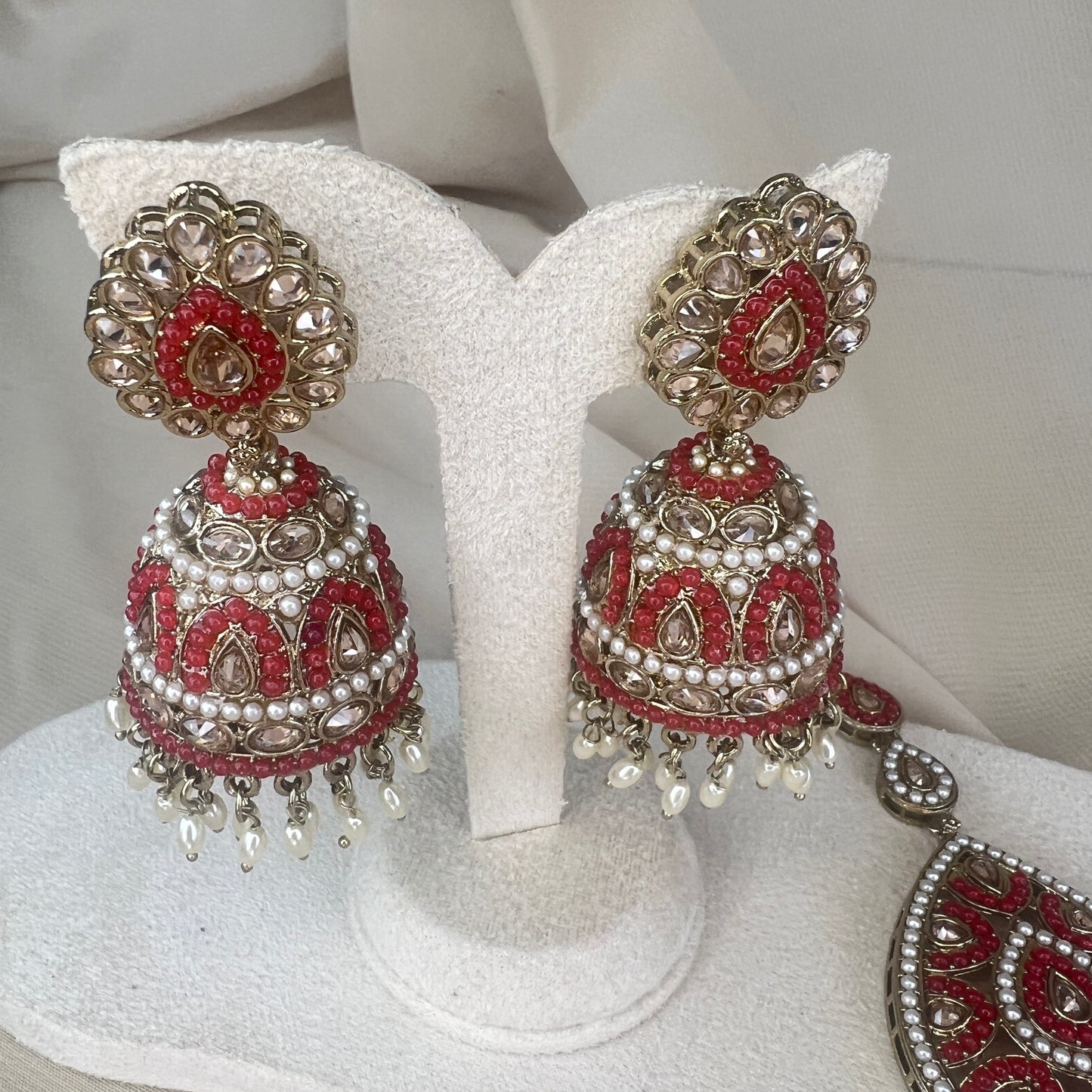Nauratan Oversized Tikka & Jhumka Earring set