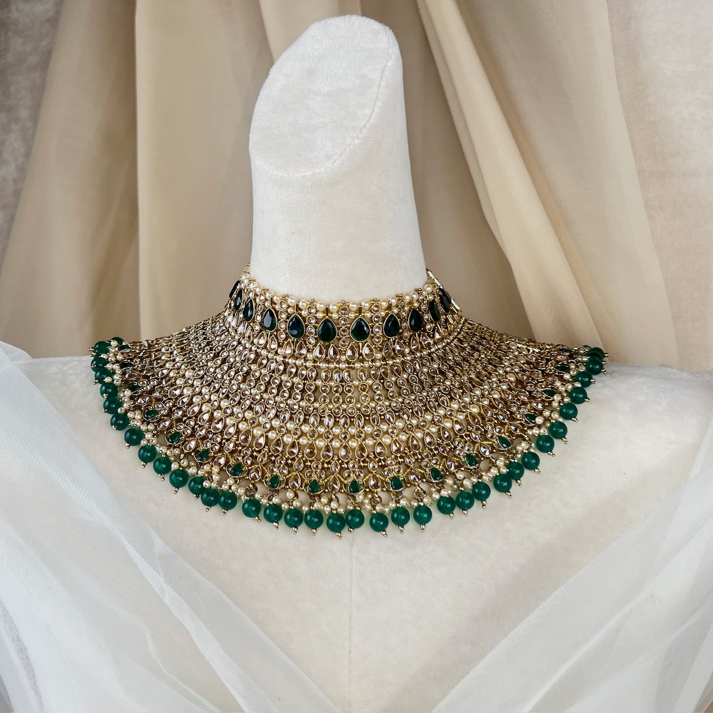 Large Semi Bridal Choker Bib Set