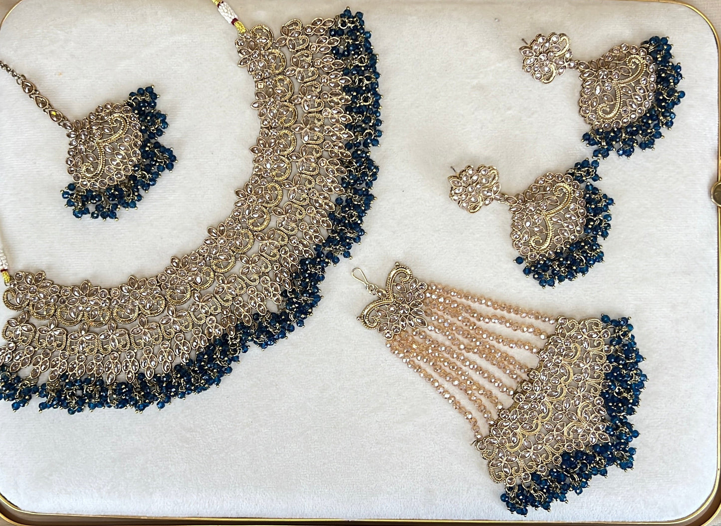 Large Bib Pakistani Style Semi Bridal Set w/Jhoomar