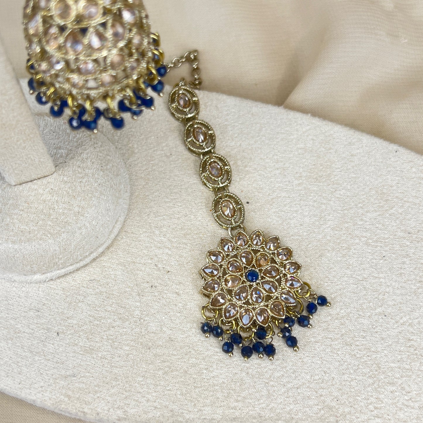 Gold Jhumka Earring & Tikka Set