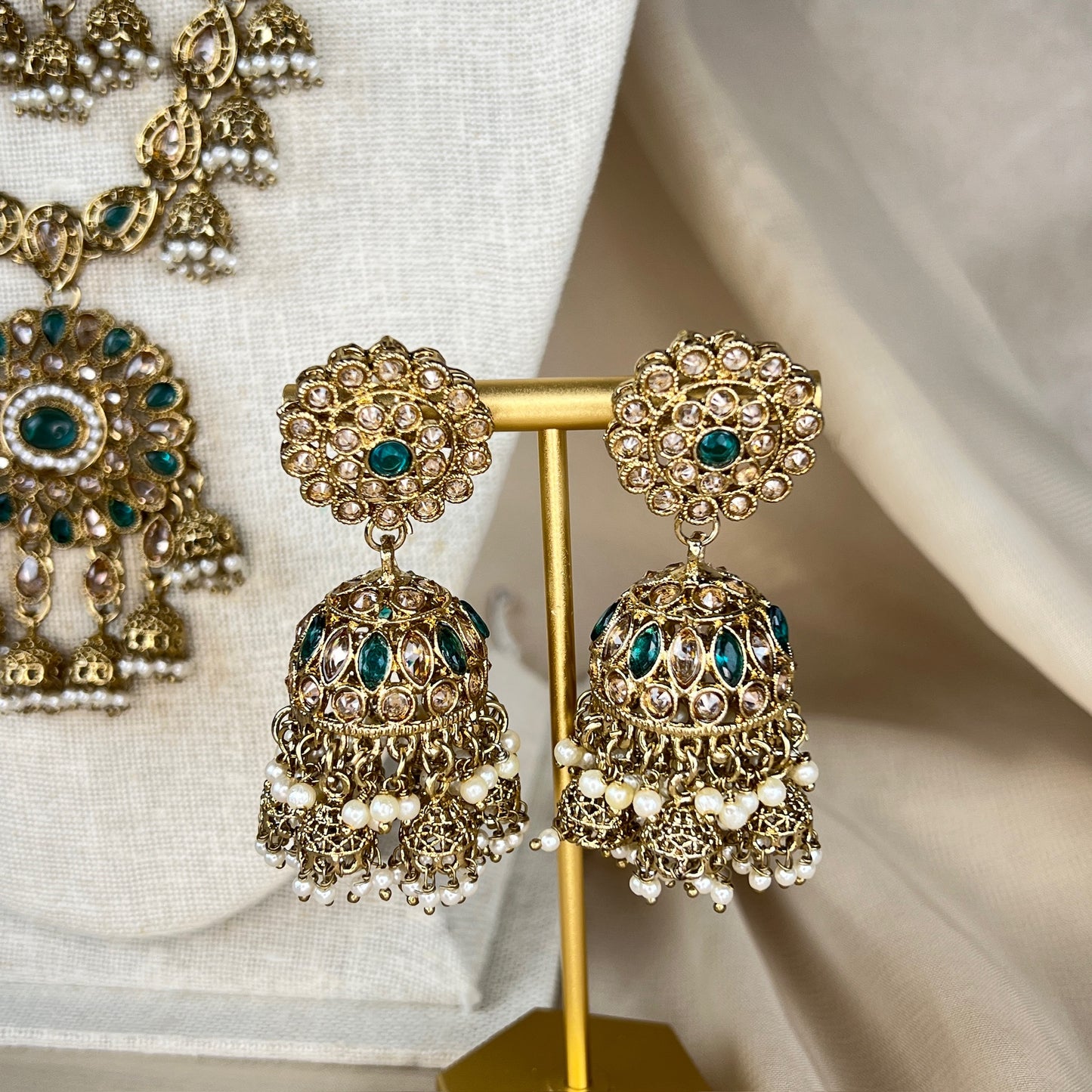 Polki Jhumka Long Necklace Set | Mala | Haar