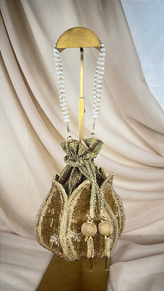 Beaded Lotus Shaped Potli | Purse