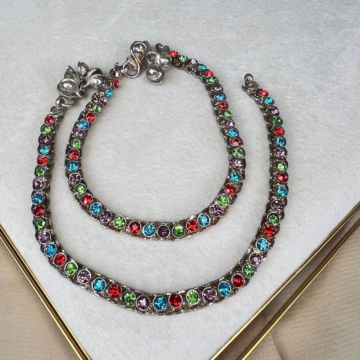 Silver Stone Payals | Anklet