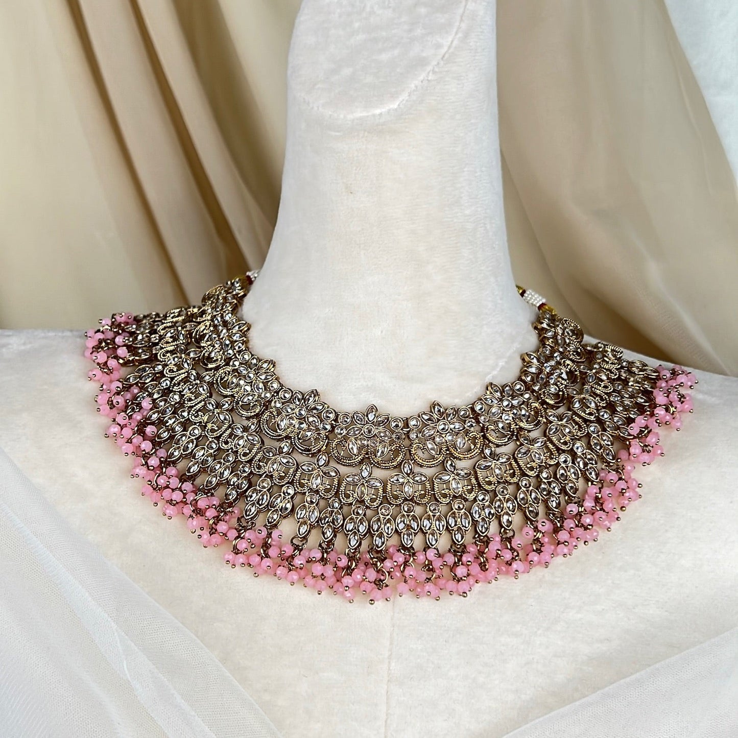 Large Bib Pakistani Style Semi Bridal Set w/Jhoomar