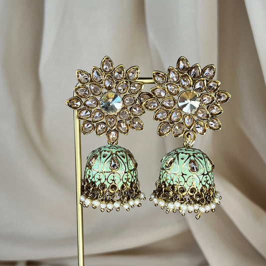 Meenakari Polki Jhumka