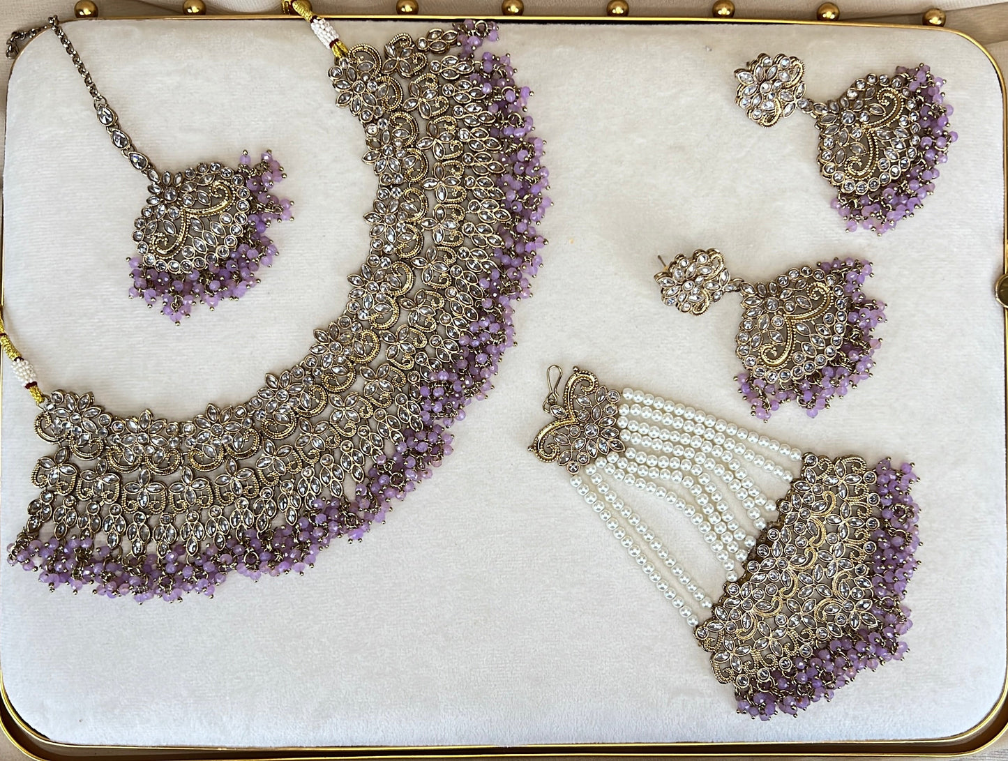 Large Bib Pakistani Style Semi Bridal Set w/Jhoomar