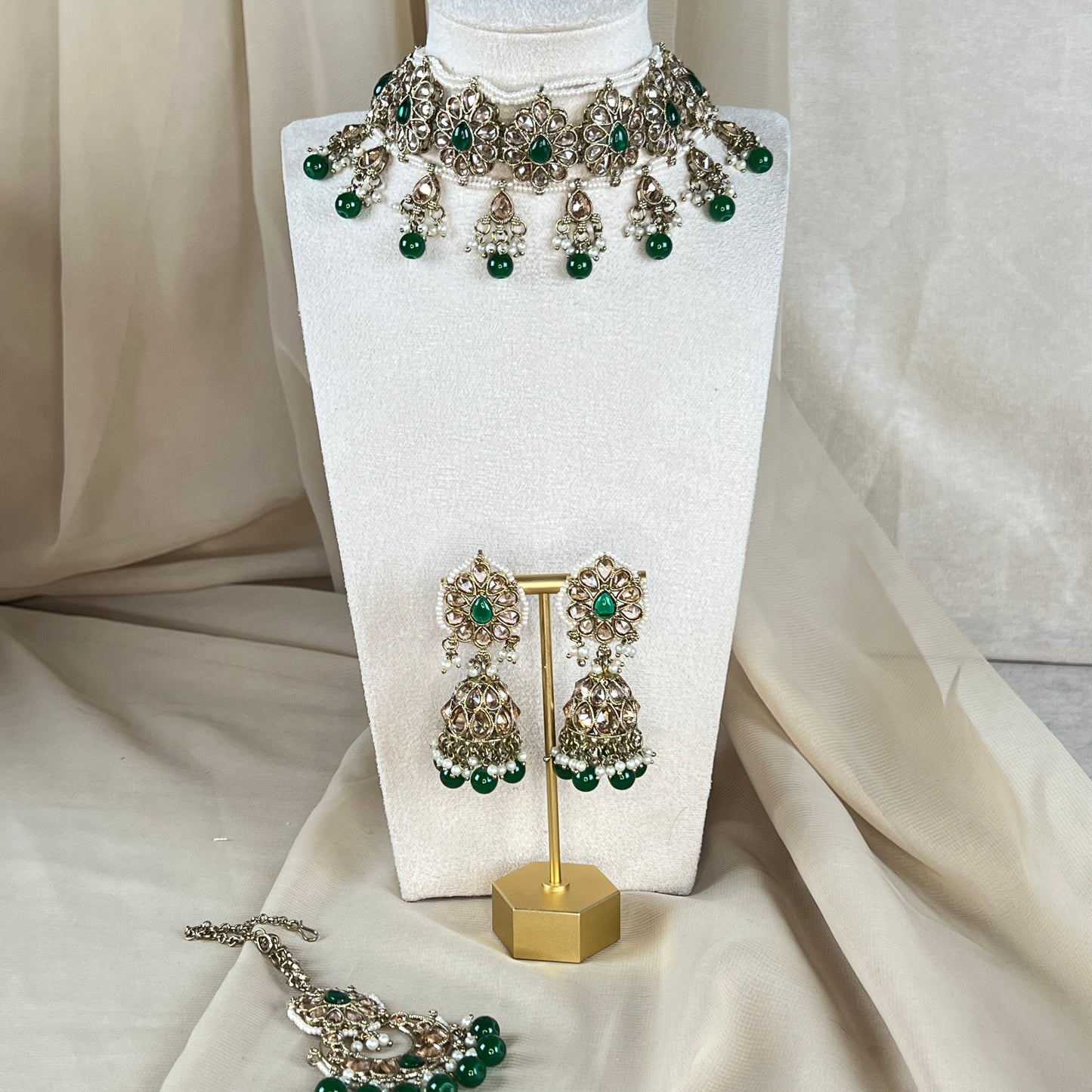 Pearl Choker Set with Large Jhumka Earrings