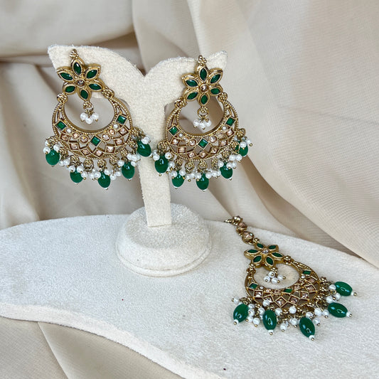 Polki Earring & Tikka Set