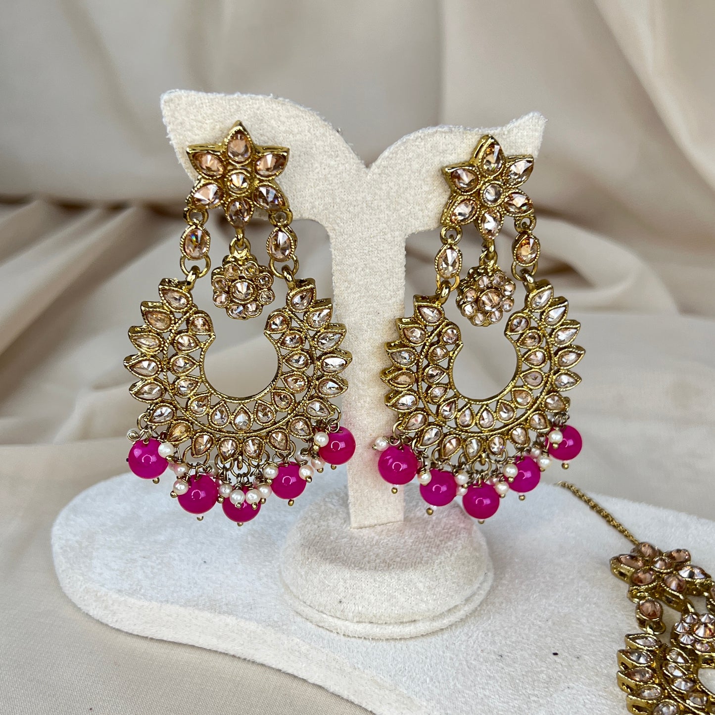 Oversized Polki Earring and Tikka Set