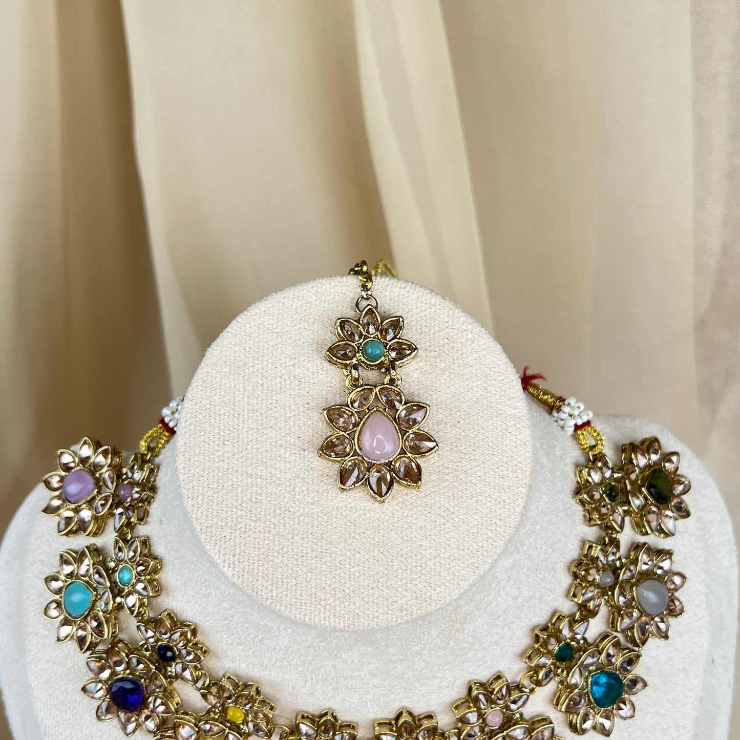 Flower Polki Necklace Set