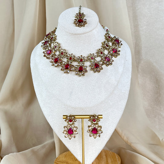 Flower Polki Necklace Set