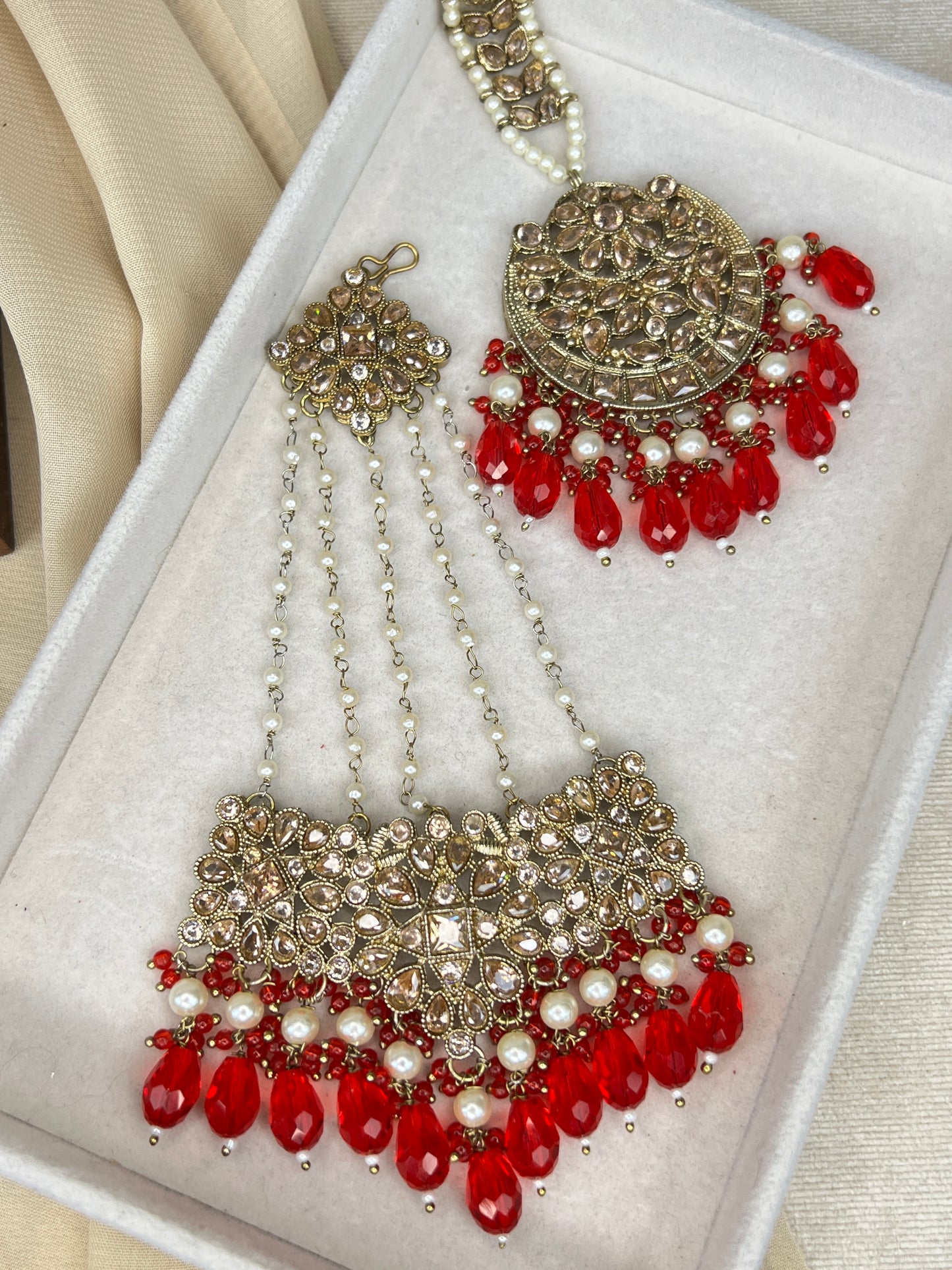 Pakistani Semi Bridal Choker Set w/Jhommar