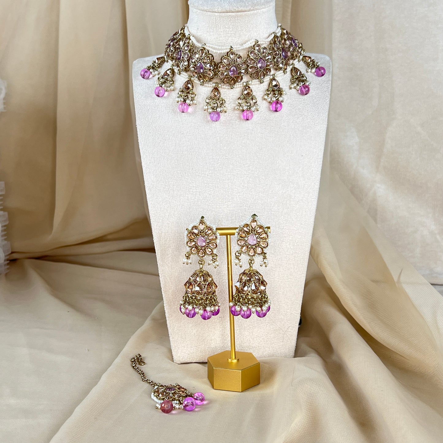Pearl Choker Set with Large Jhumka Earrings