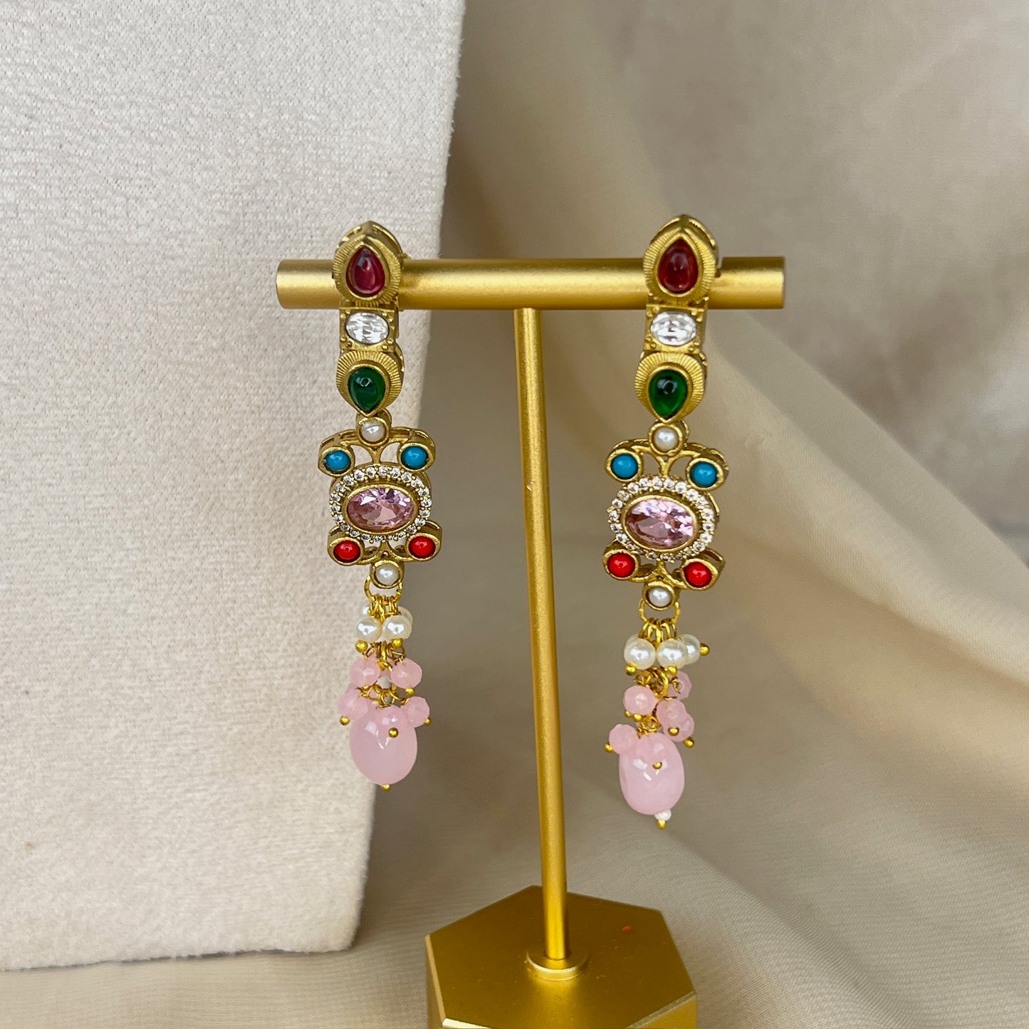 Victorian Kundan Multicolor Necklace Set w/Earrings