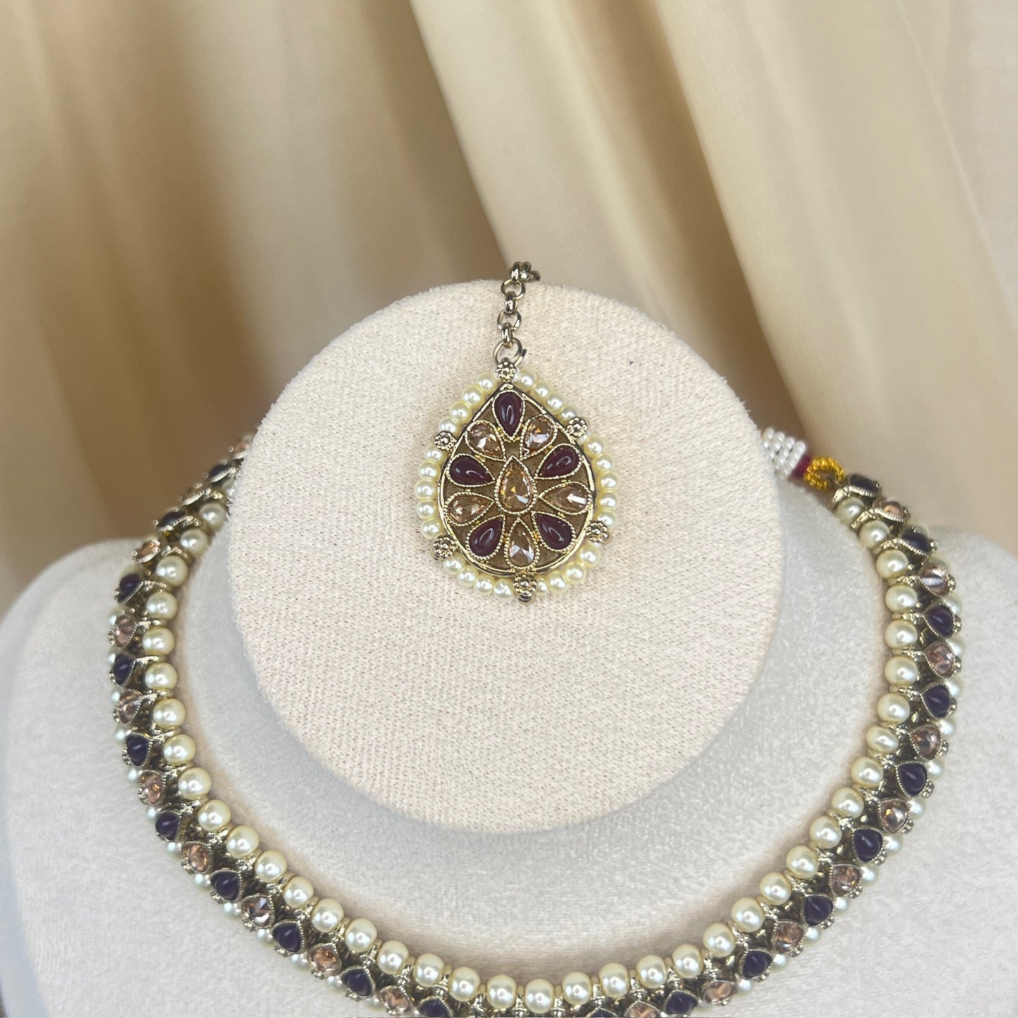 Dainty Necklace | Choker set w/Jhumka Earrings