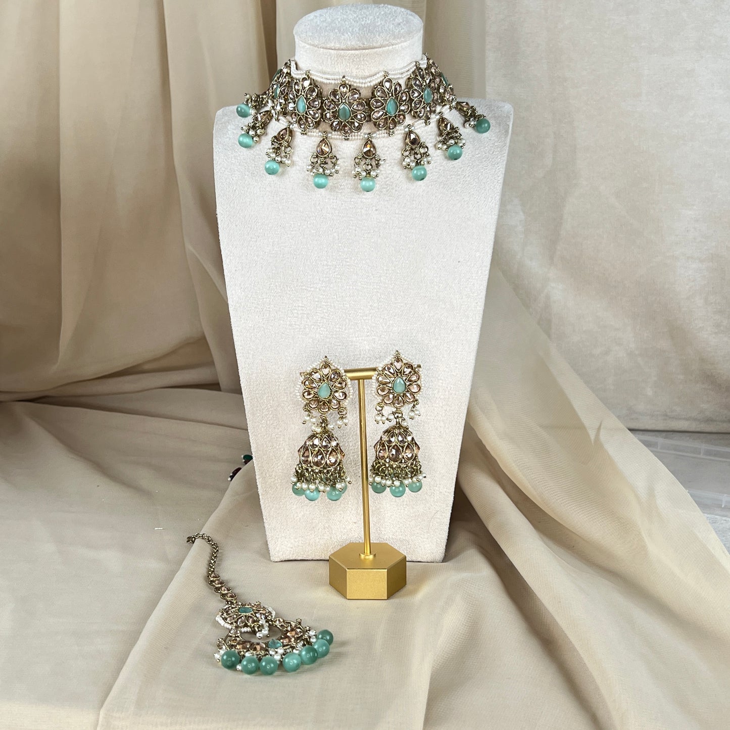 Pearl Choker Set with Large Jhumka Earrings