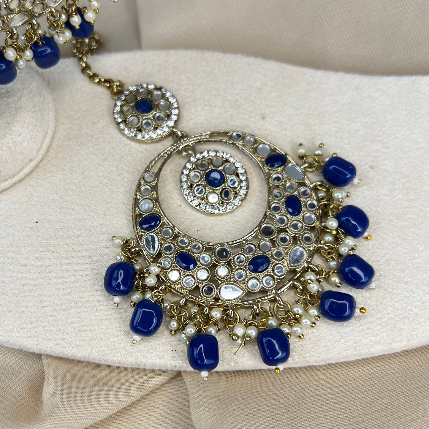 Mirrorwork Oversized Earring and Tikka Set