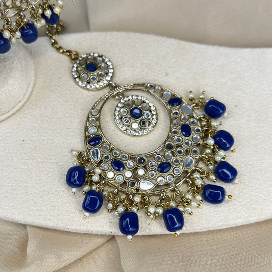 Mirrorwork Oversized Earring and Tikka Set