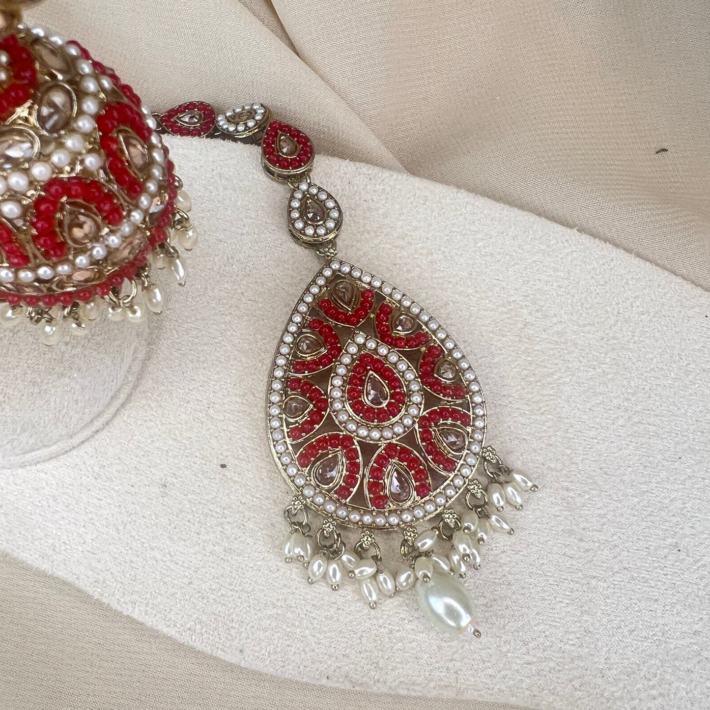 Nauratan Oversized Tikka & Jhumka Earring set