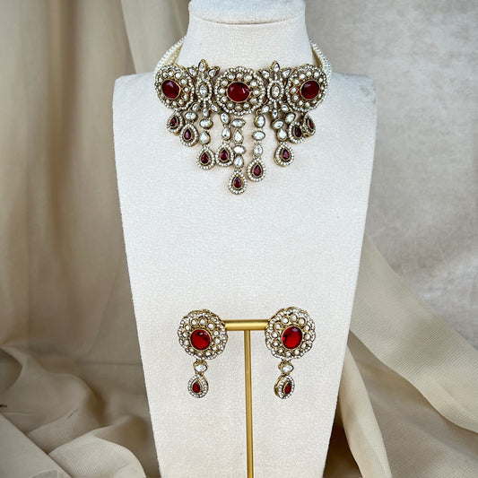 Waterfall Pearl Choker w/Earrings