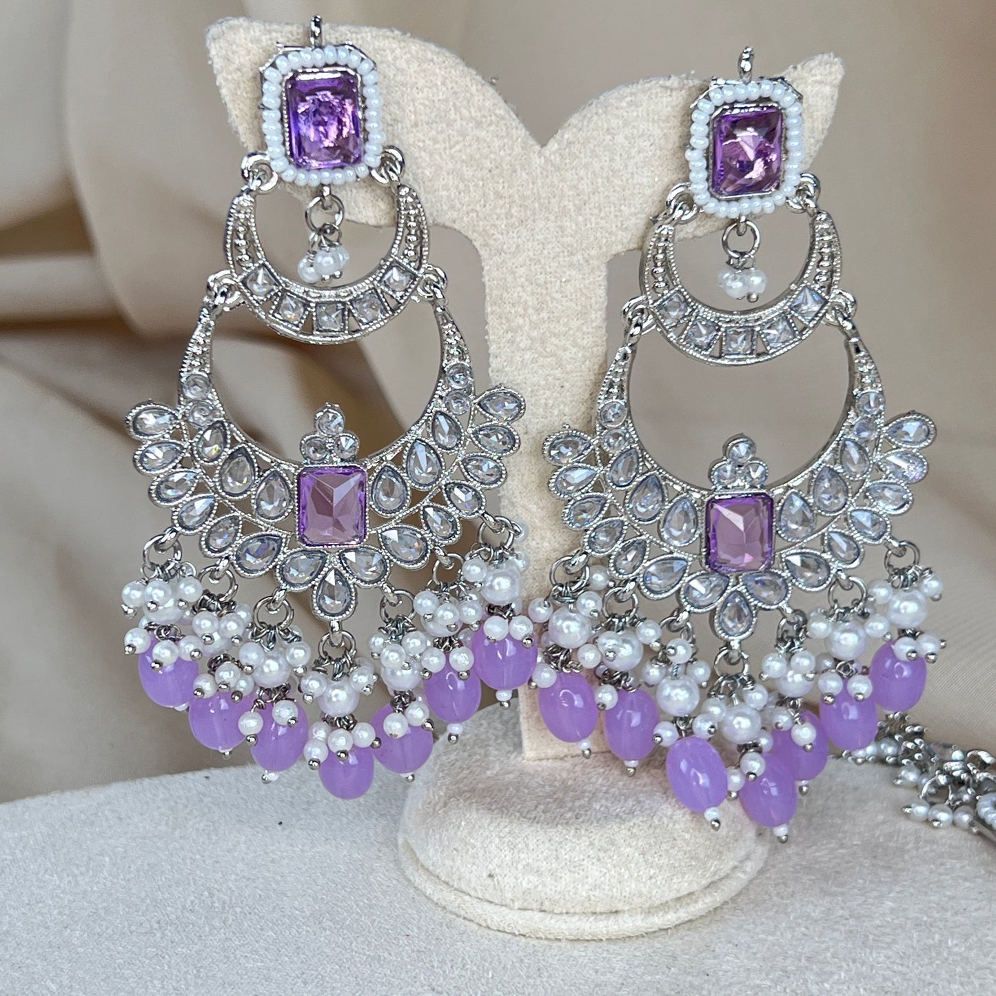 Large Silver Earring and Tikka Set