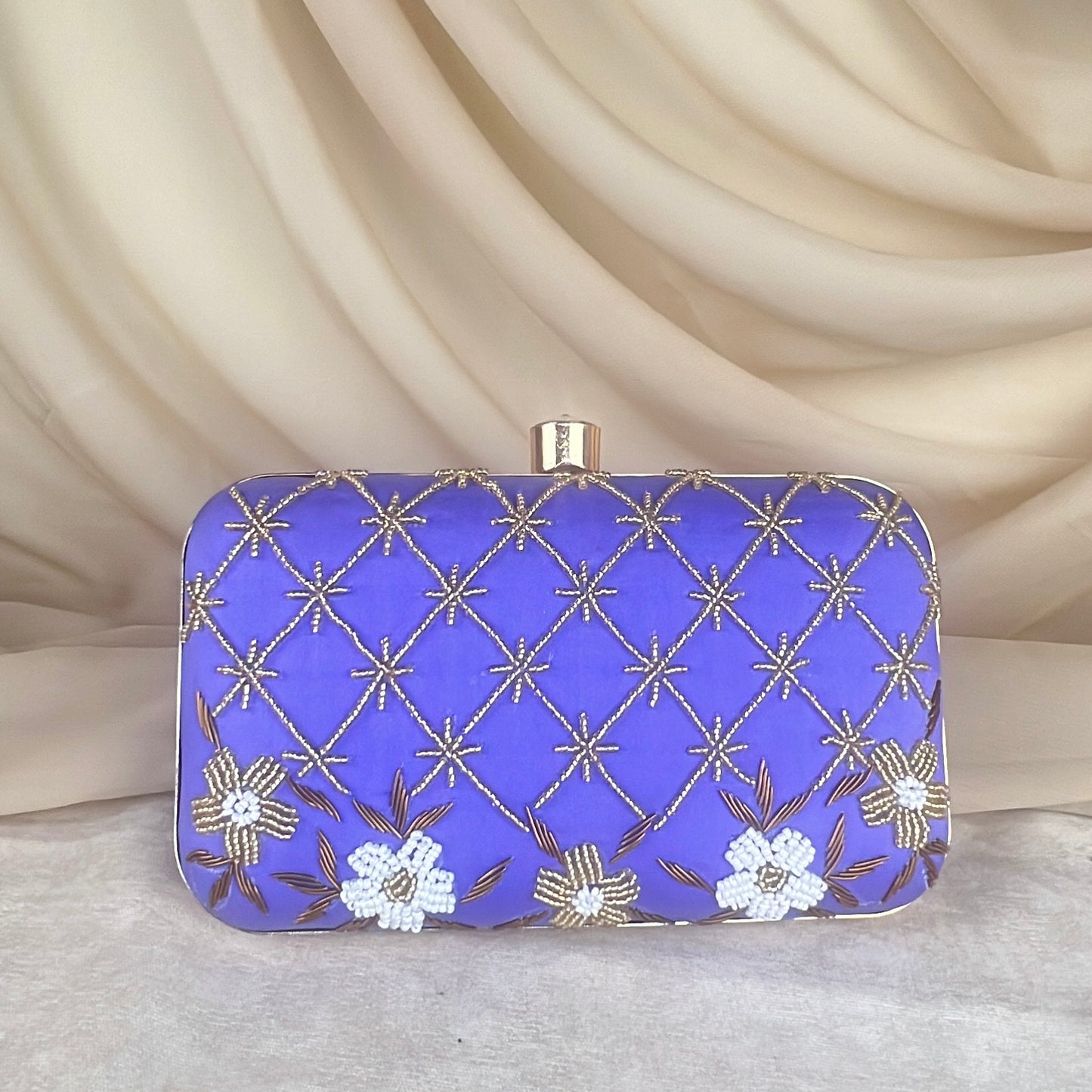Gold Bead Embroidered Clutch
