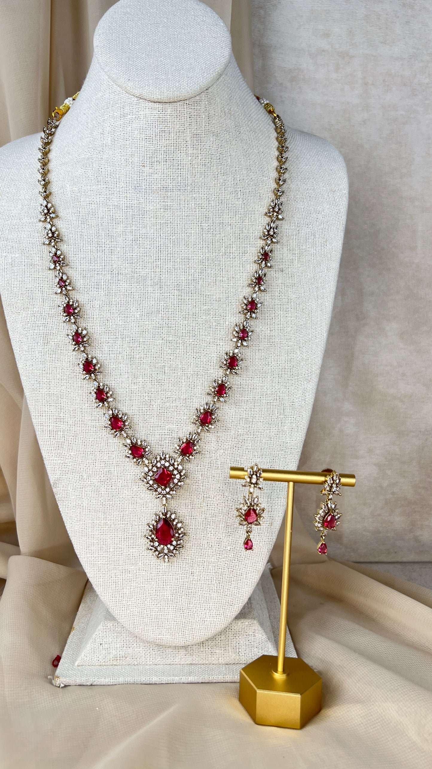 American Diamond | AD Victorian Long Necklace Set