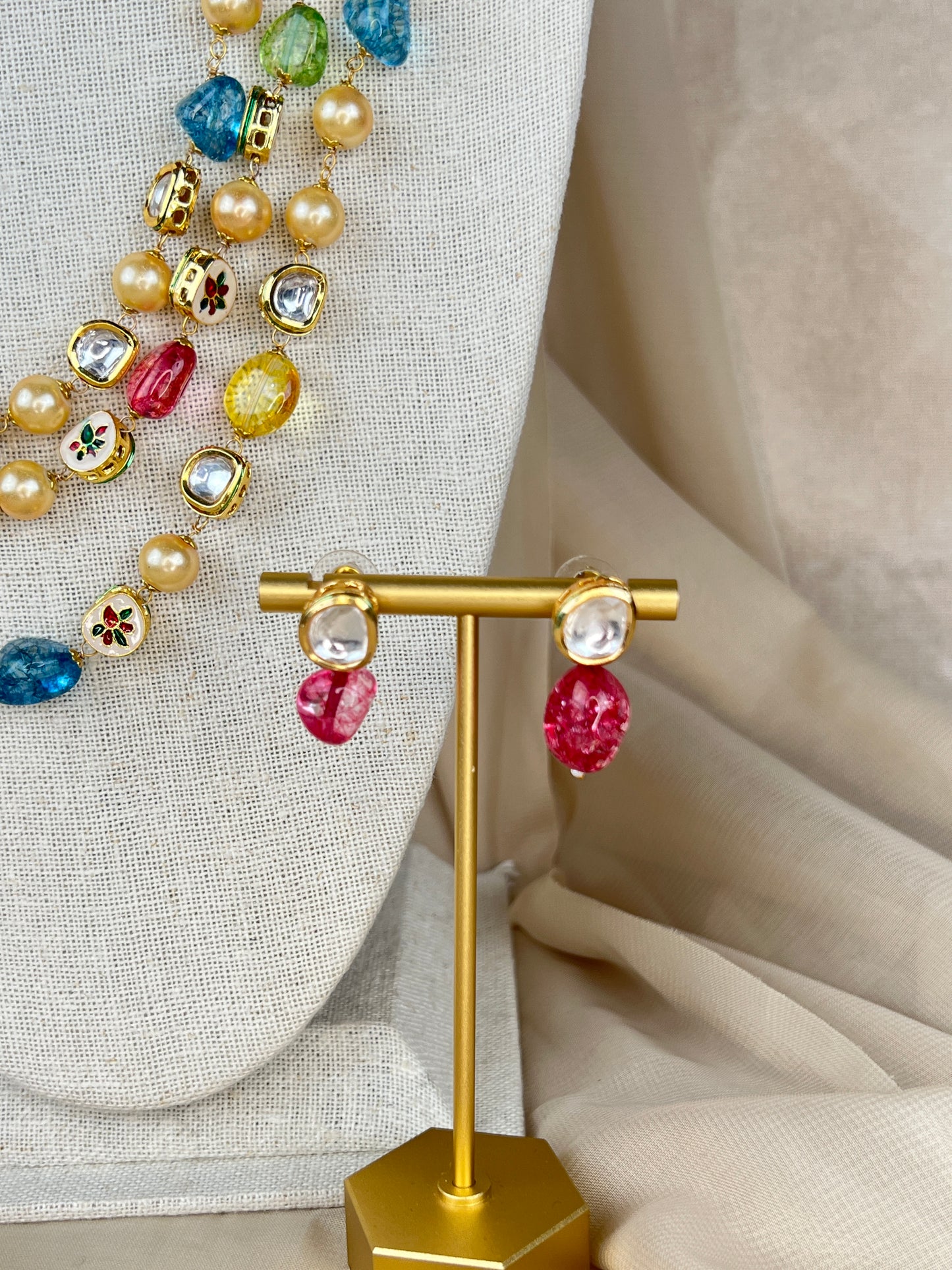 Multicolor Pearl Kundan Layer Mala | Haar | Necklace Set