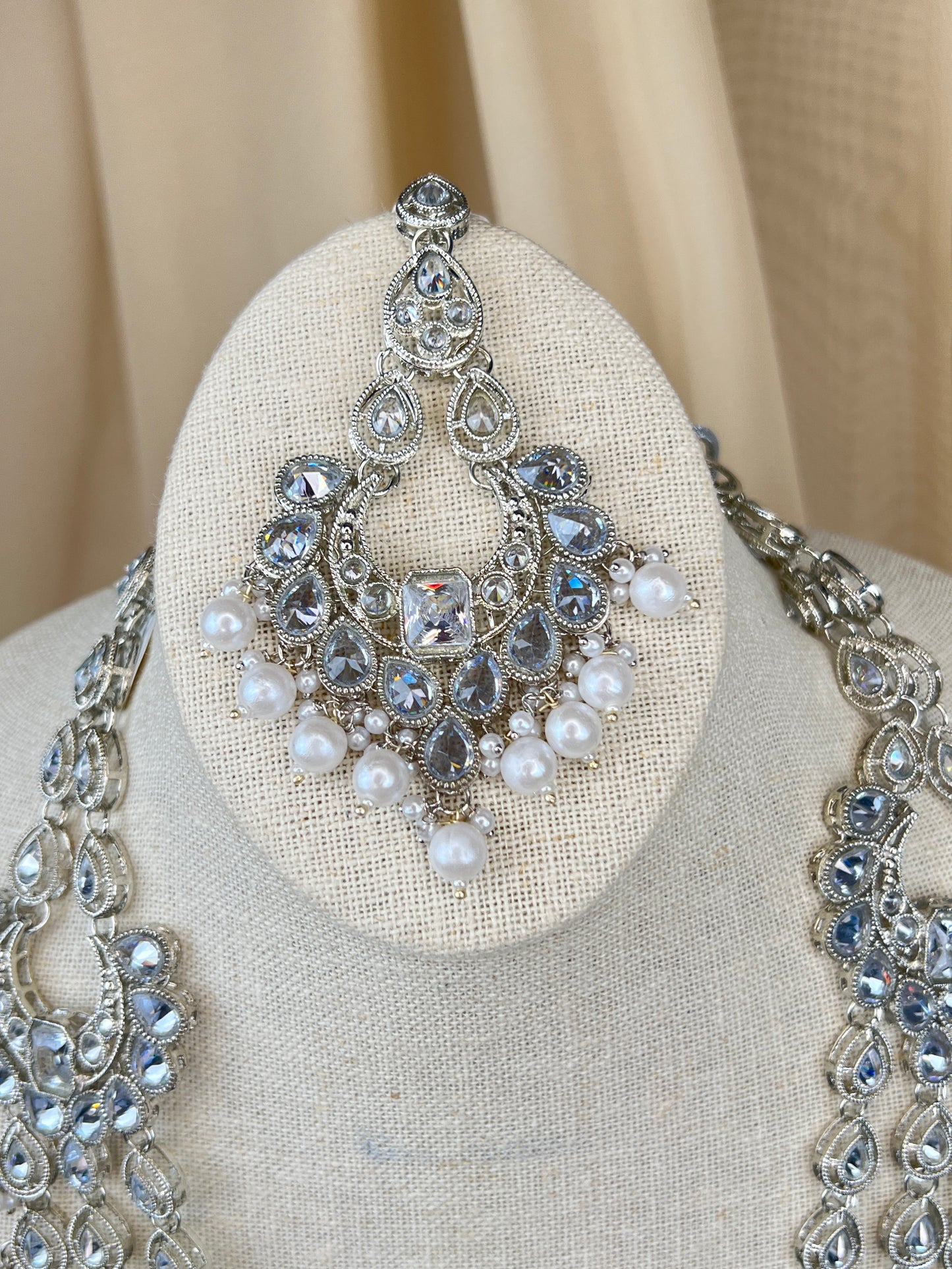 Long Pearl Polki Mala | Tiered Necklace Set