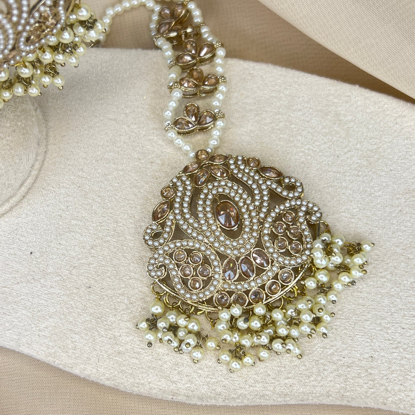 Oversized Pearl Earring and Tikka Set