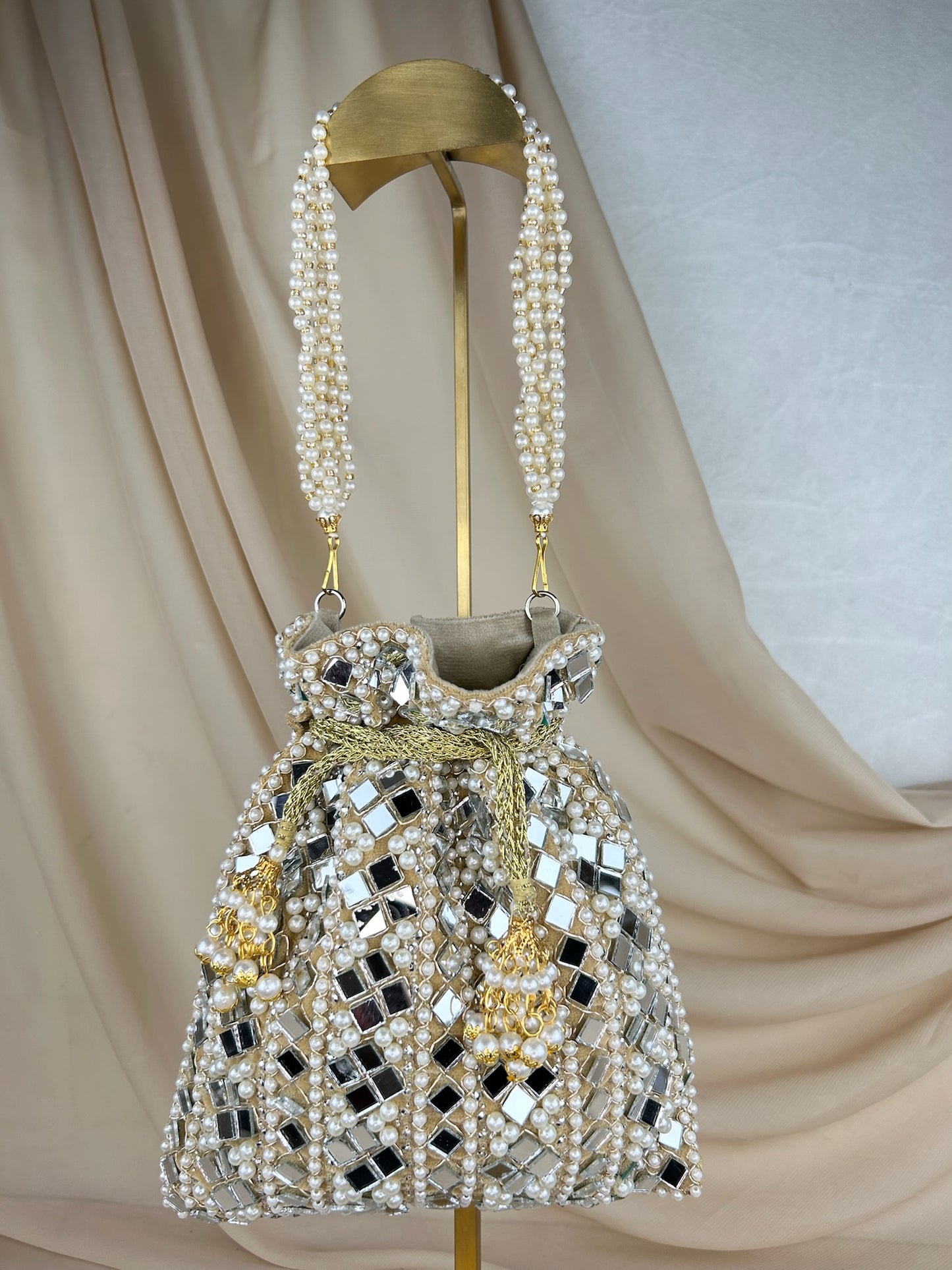Mirror and Velvet Potli Bag