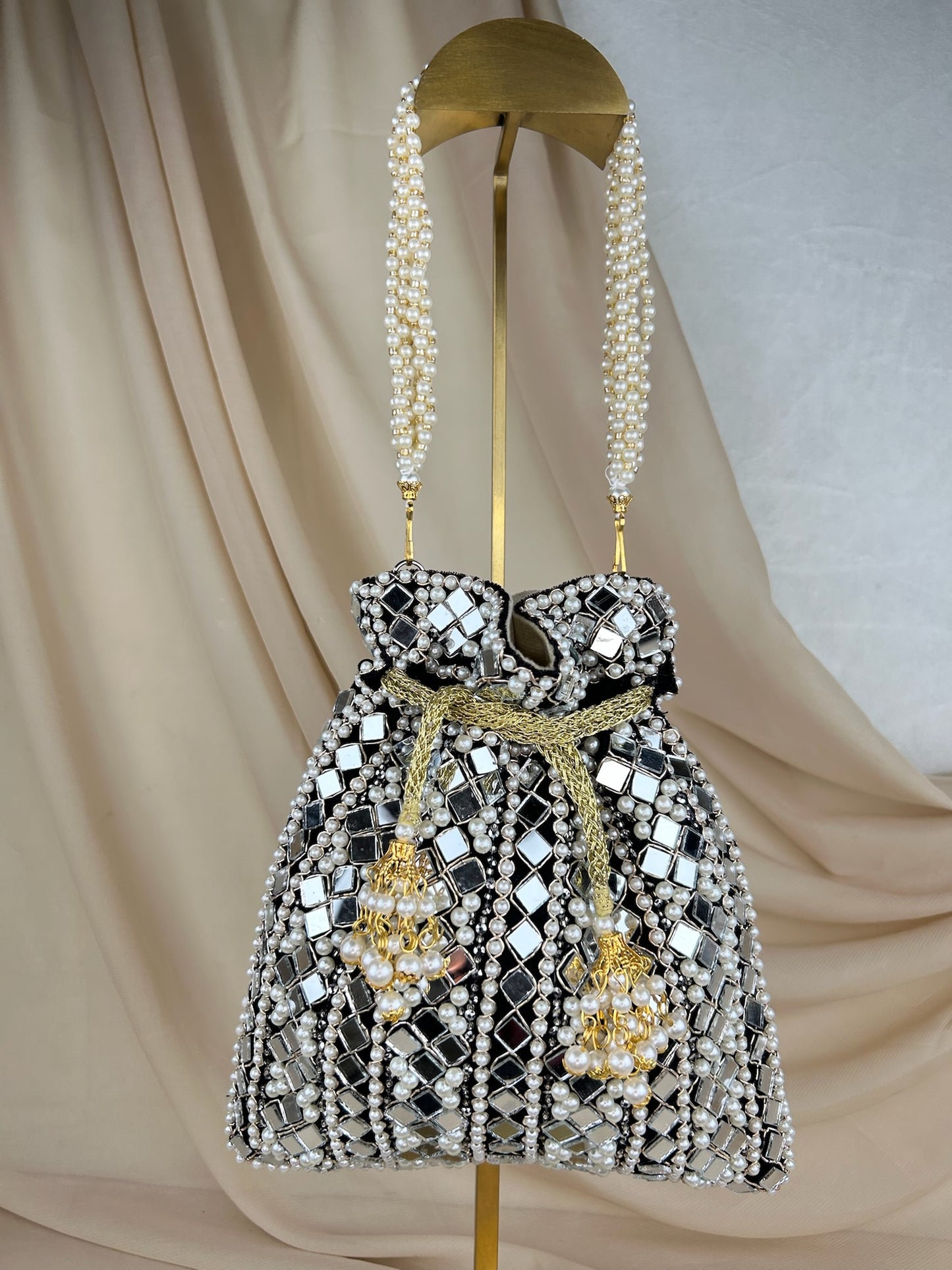 Mirror and Velvet Potli Bag