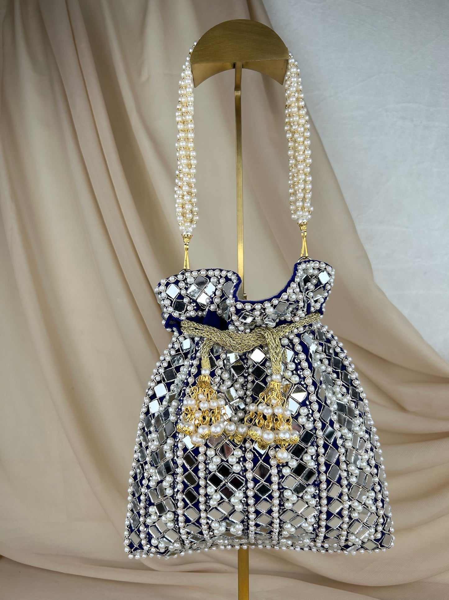 Mirror and Velvet Potli Bag