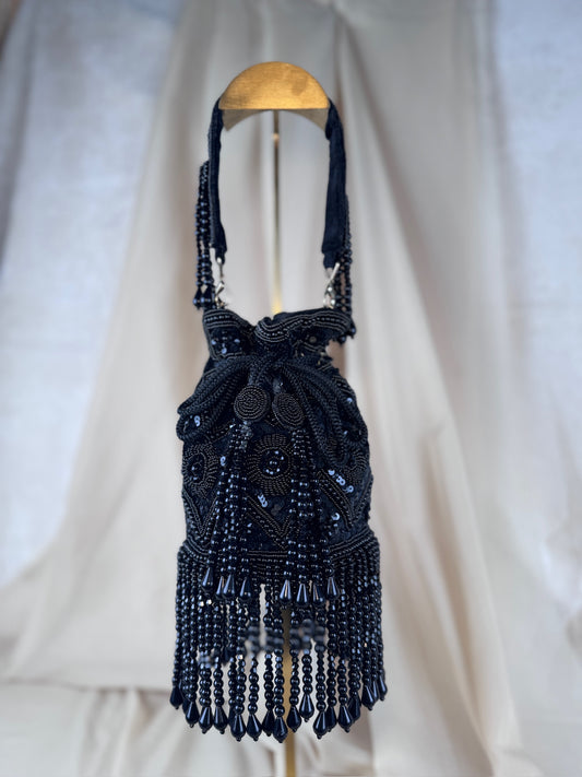 Black Beaded Potli  | Purse