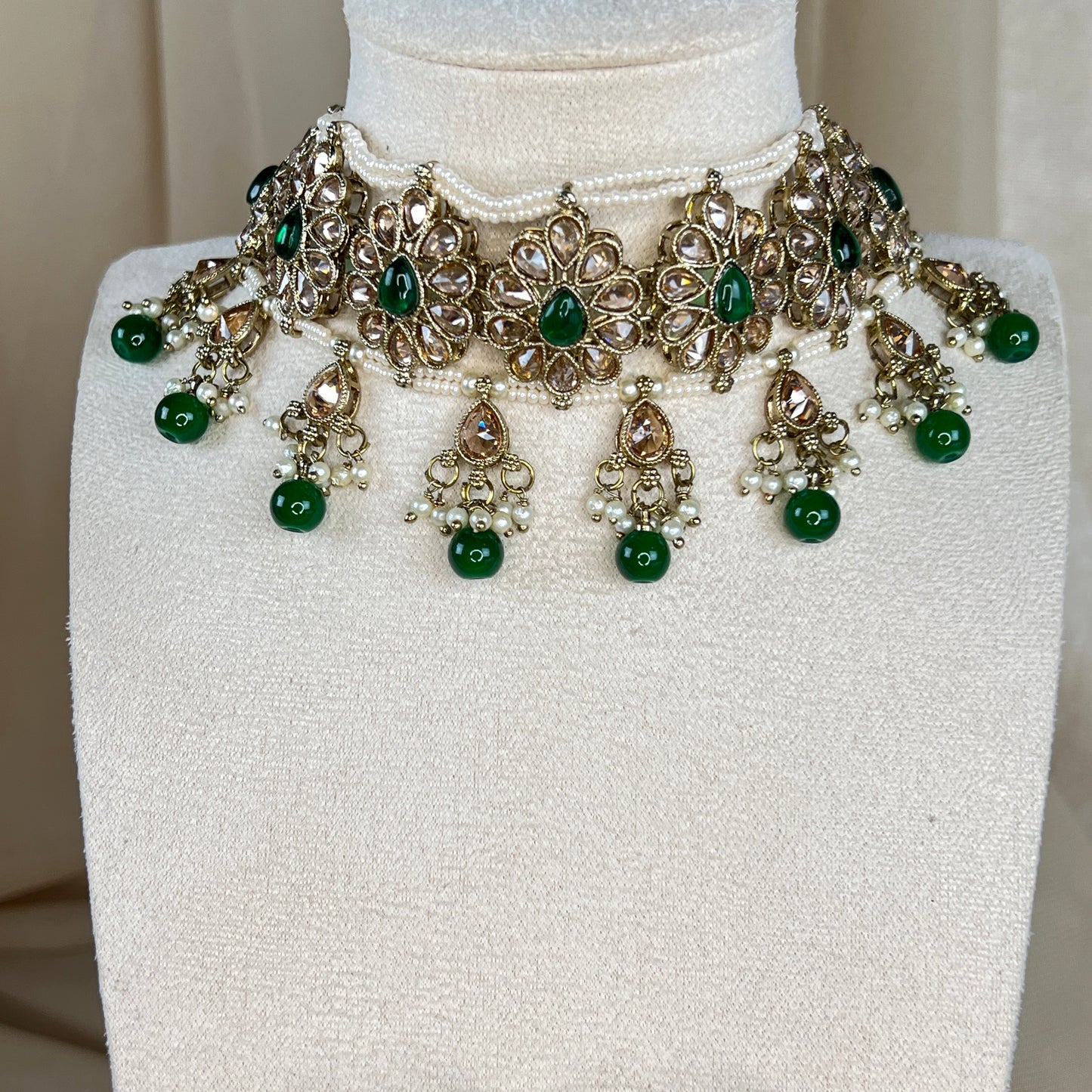 Pearl Choker Set with Large Jhumka Earrings