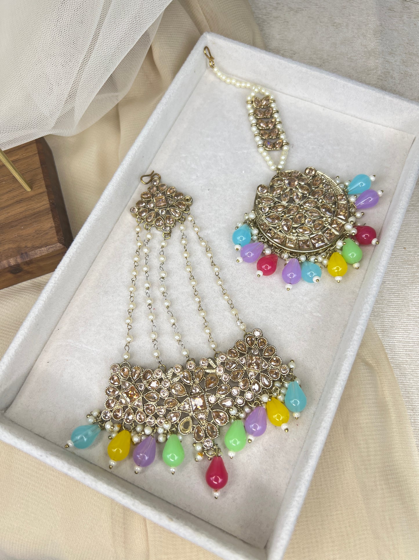 Pakistani Semi Bridal Choker Set w/Jhommar