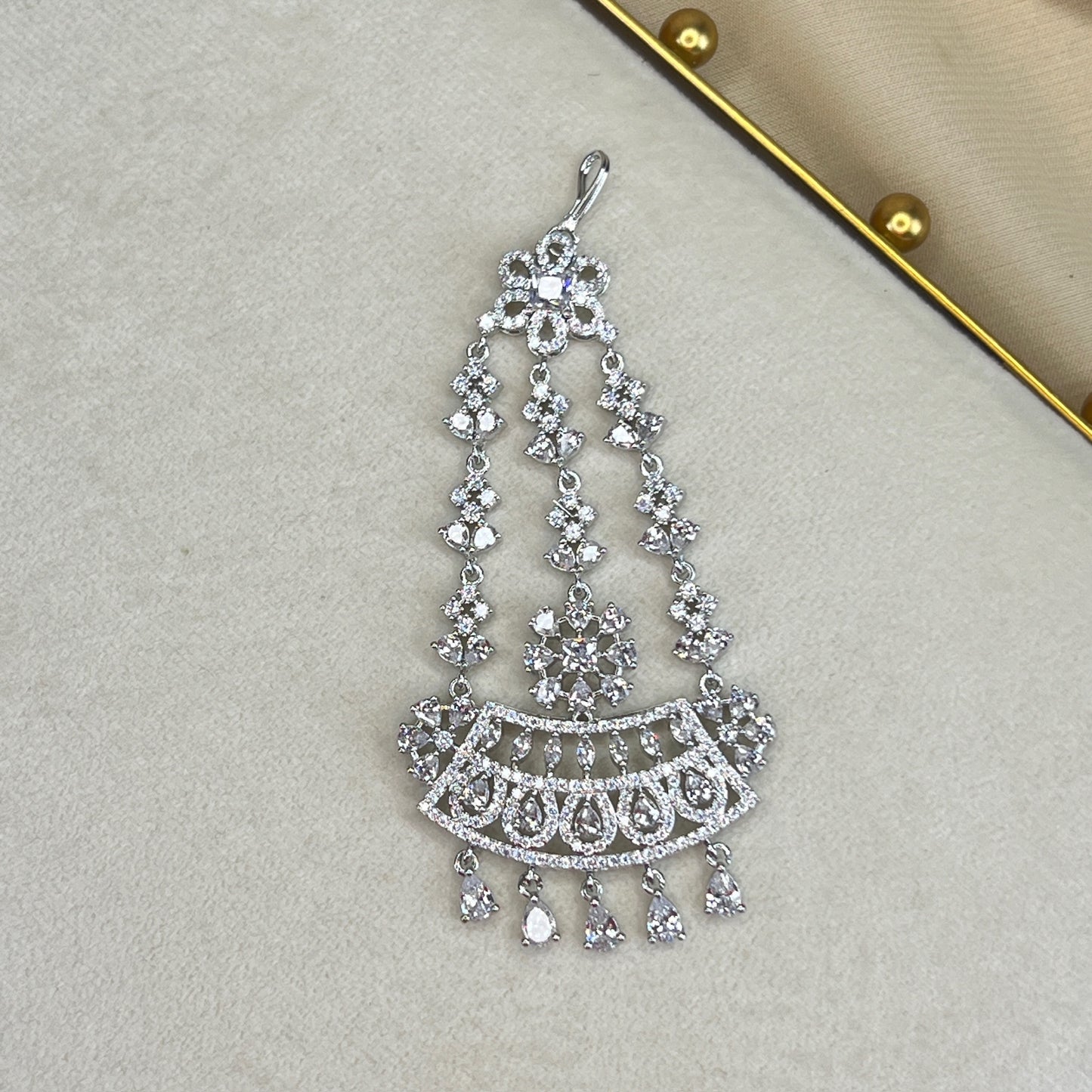 American Diamond | AD | Silver Jhoomar | Jhapta | Side Tikka