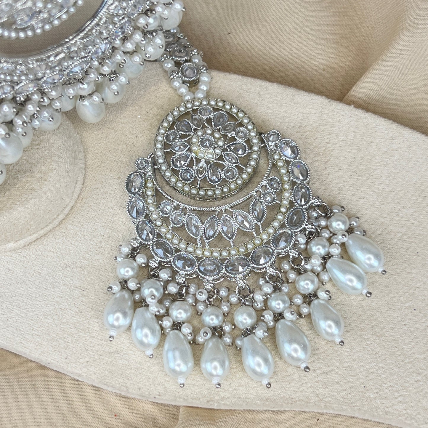 Large Silver Earring & Tikka Set