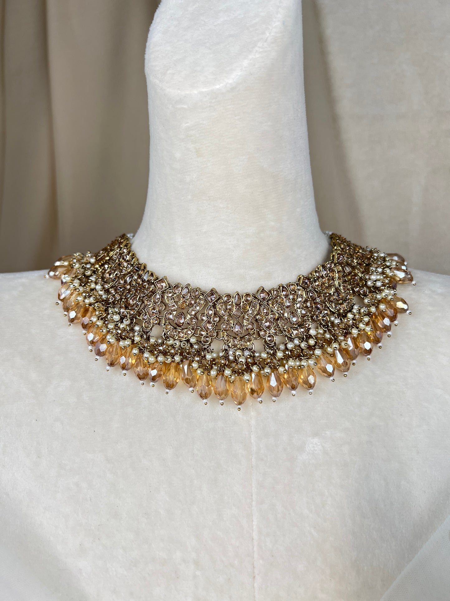 Pakistani Semi Bridal Necklace Set w/Jhommar