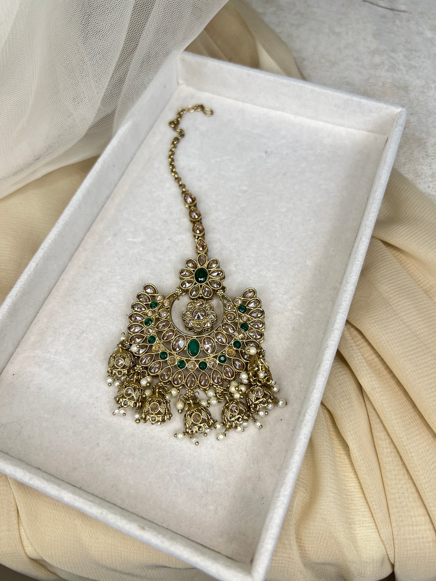 Large Semi Bridal Bib Jhumka Necklace Set