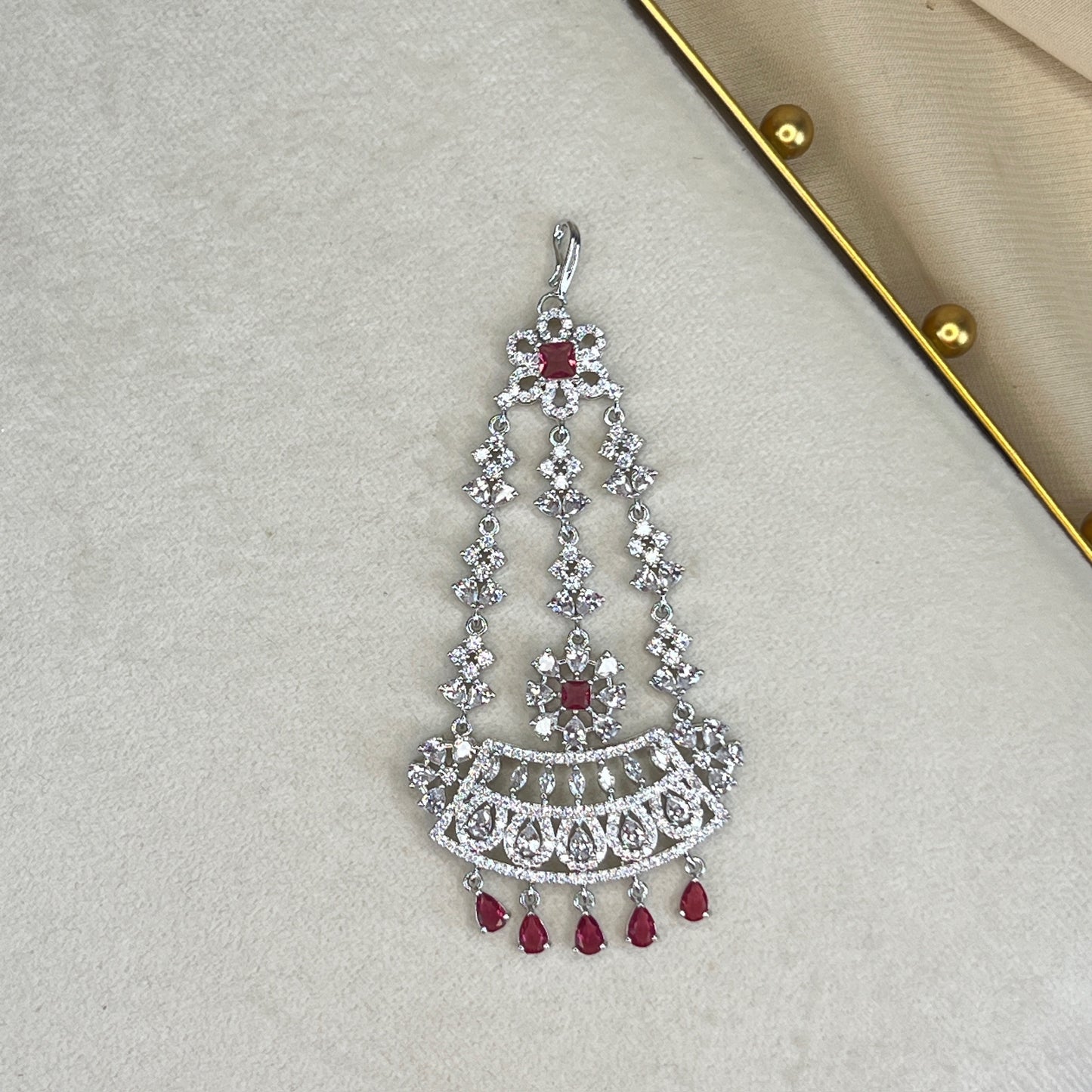 American Diamond | AD | Silver Jhoomar | Jhapta | Side Tikka