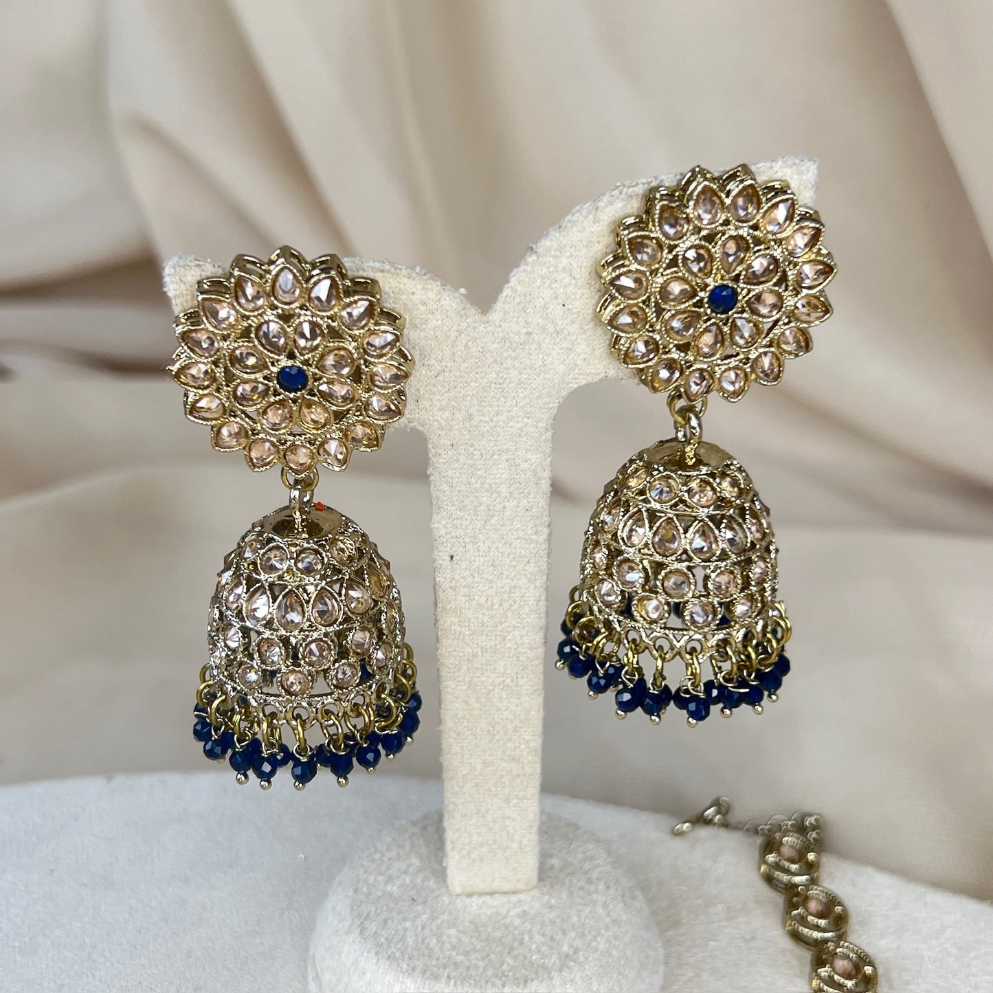 Gold Jhumka Earring & Tikka Set