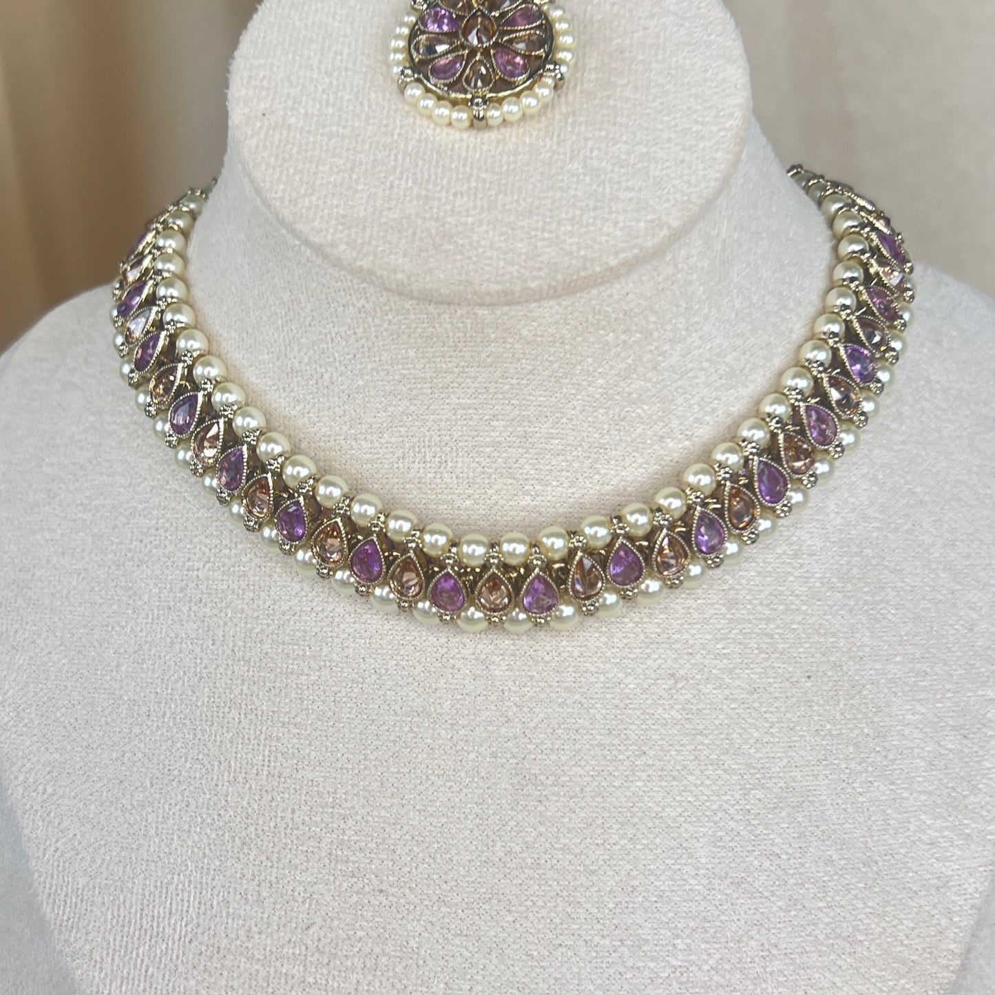 Dainty Necklace | Choker set w/Jhumka Earrings